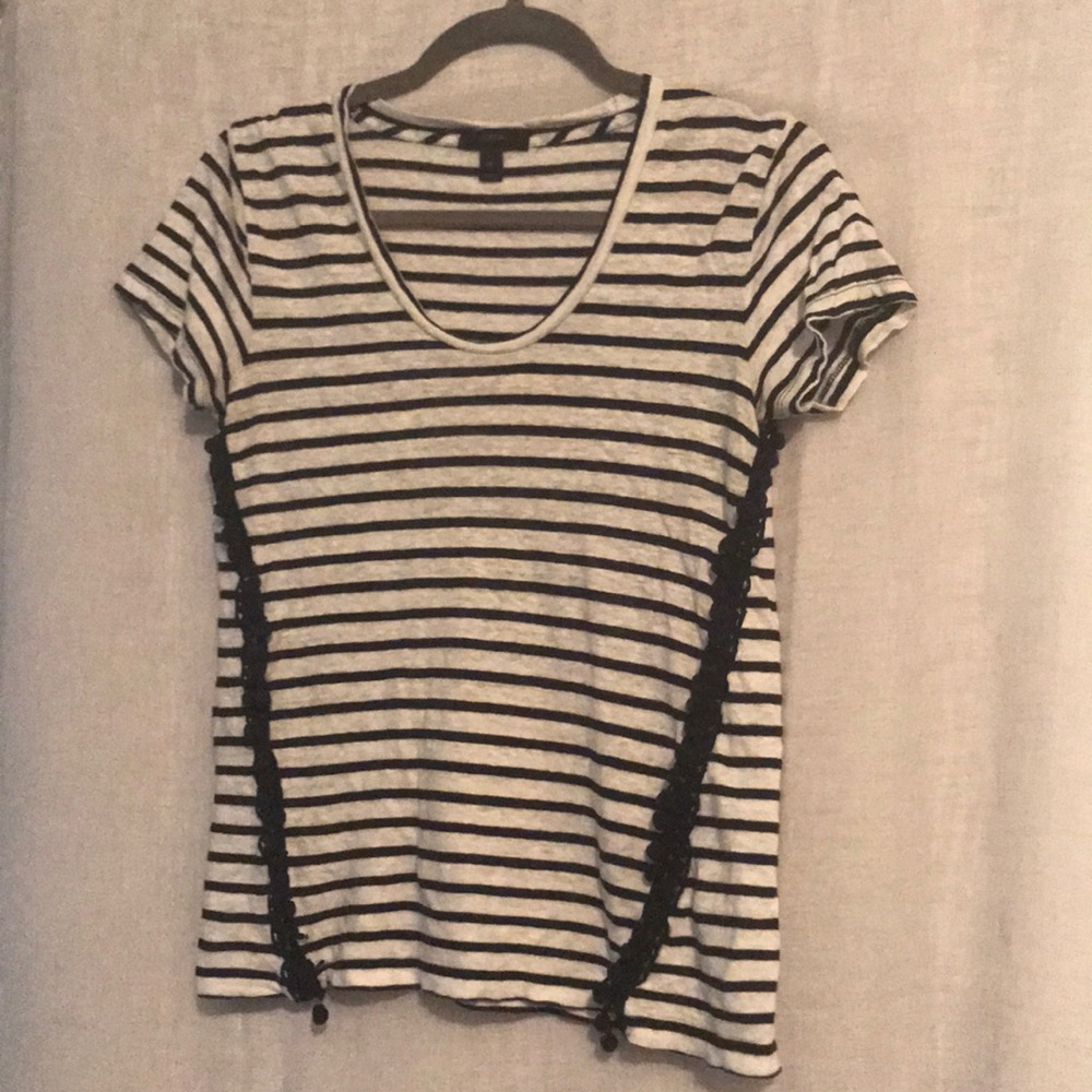 J Crew Striped Tee with Tassel Detail